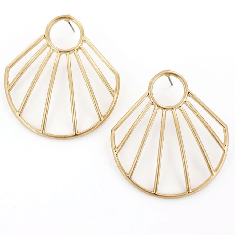 ⛄️CRAVE GOLDTONE VERTICAL STRIPE FAN OUT EARRINGS